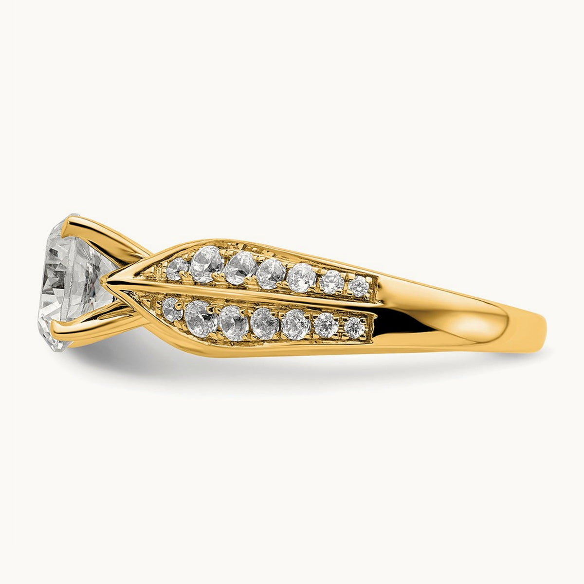 Round Semi-Mount Engagement Ring — 14K Yellow Gold, 5/8 ct (holds 1 ct center), 7