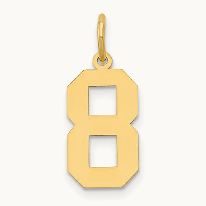 Medium Polished Number 8 Charm — 14K Yellow Gold, 16.13mm
