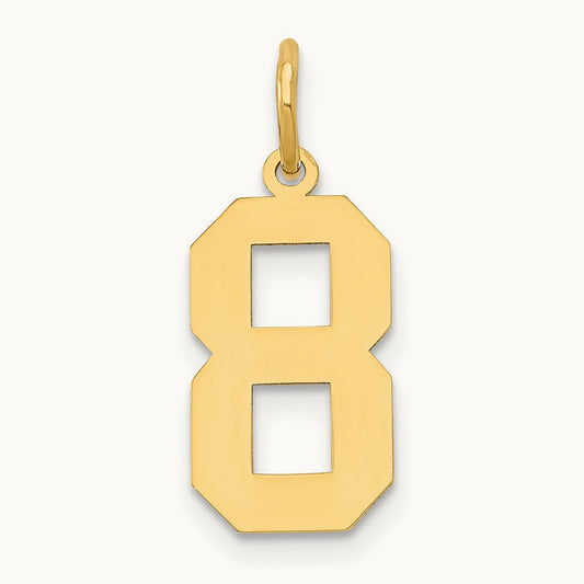 Medium Polished Number 8 Charm — 14K Yellow Gold, 16.13mm