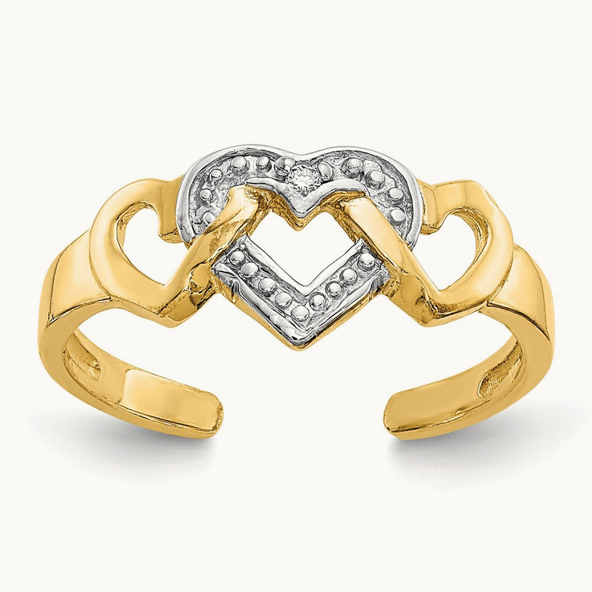 Rhodium Diamond Heart Toe Ring, 14K