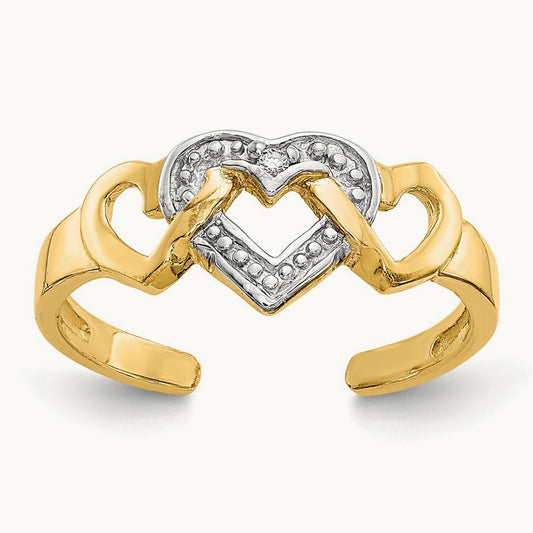 Rhodium Diamond Heart Toe Ring, 14K