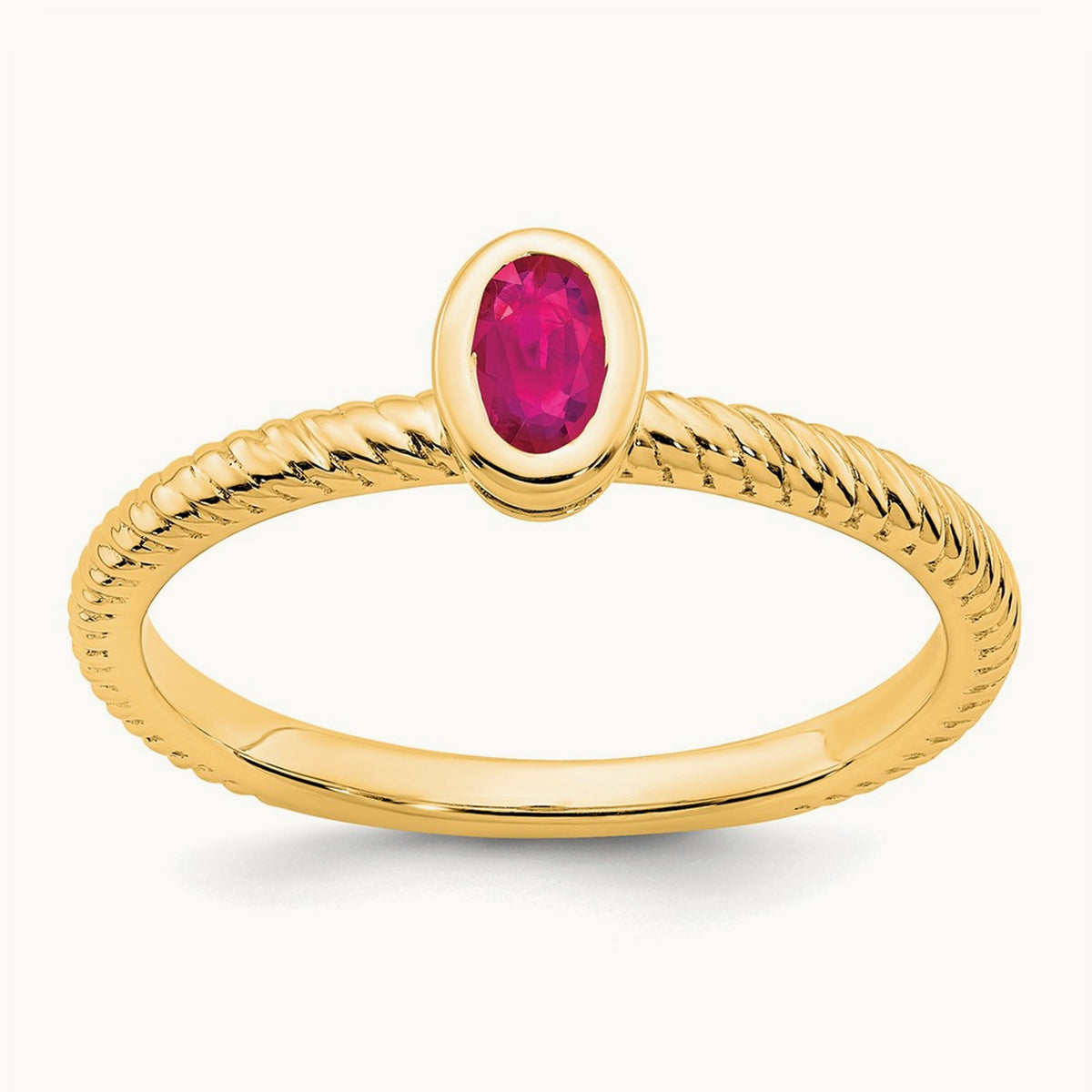Oval Bezel Ruby Ring, 14K