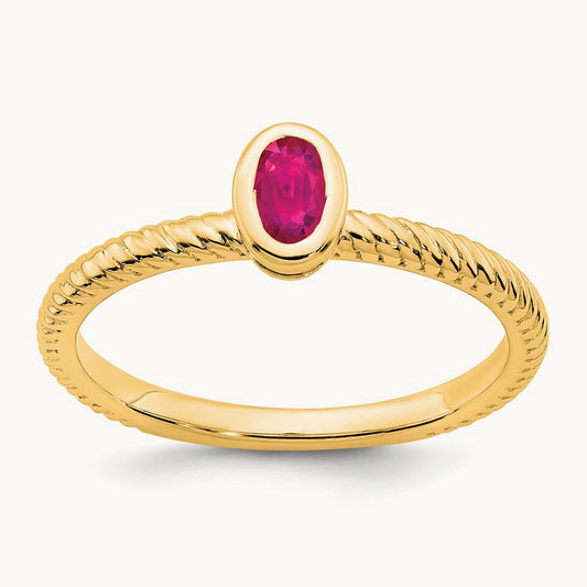 Oval Bezel Ruby Ring, 14K