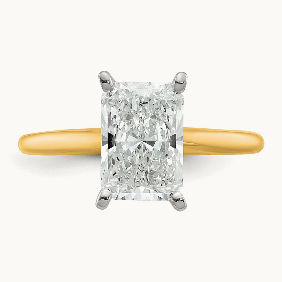 Radiant Solitaire Engagement Ring, 0.50-5.00 ct tw Lab-Grown Diamond — 2 1/2 ct, 14K Two-Tone