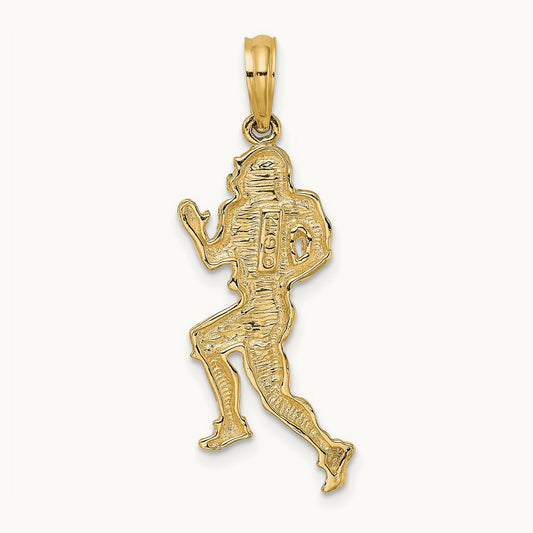 Polished Running Football Player Charm, 14K