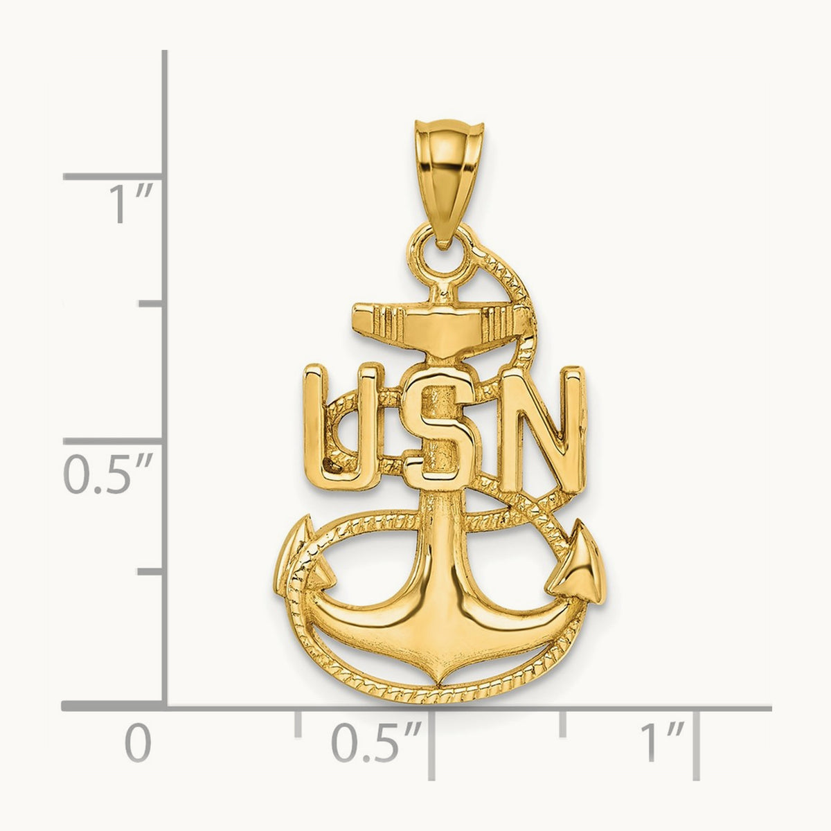 United States Navy USN Anchor Pendant, 14K