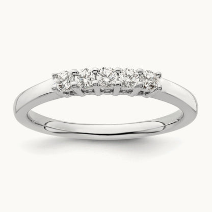 5-Stone Diamond Band, 14K White Gold