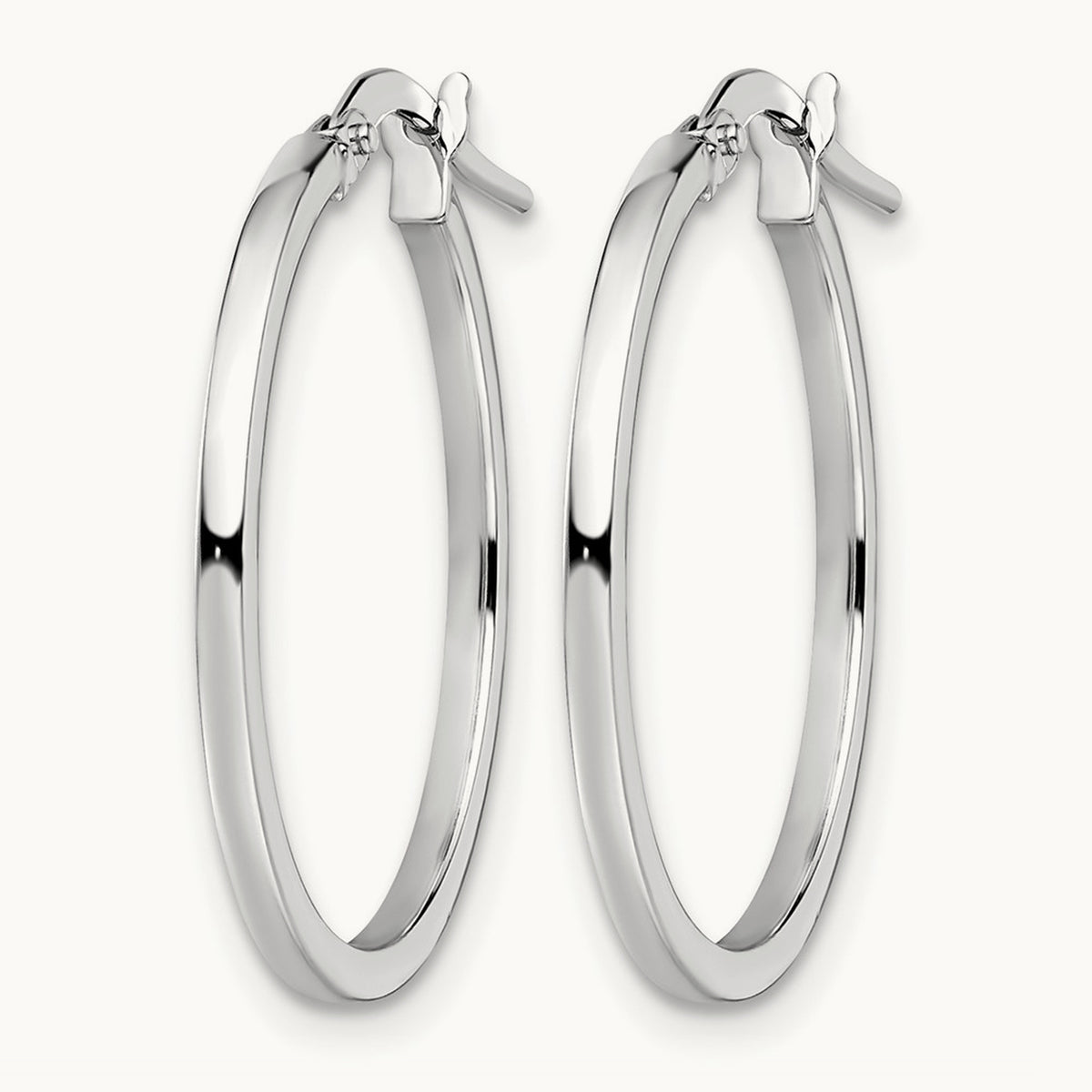 Polished Hoop Earrings, 14K White Gold — Leslie's