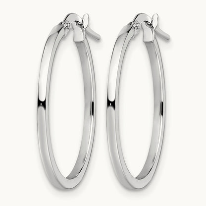 Polished Hoop Earrings, 14K White Gold — Leslie's