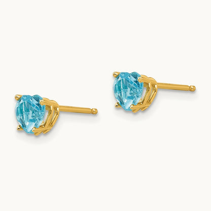 Heart Blue Topaz Earrings, 5mm, 14K