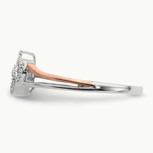 Diamond Polished Double Heart Ring, 14K White with Rose Gold