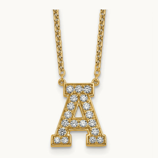 Initial Necklace — 14K Yellow Gold, A, 1/2 ct