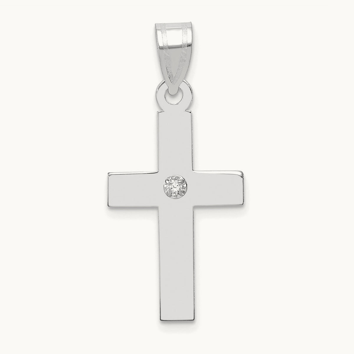 .02ct. Diamond Cross Pendant, 14K White Gold