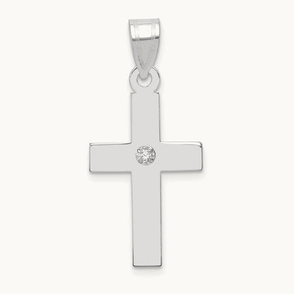.02ct. Diamond Cross Pendant, 14K White Gold