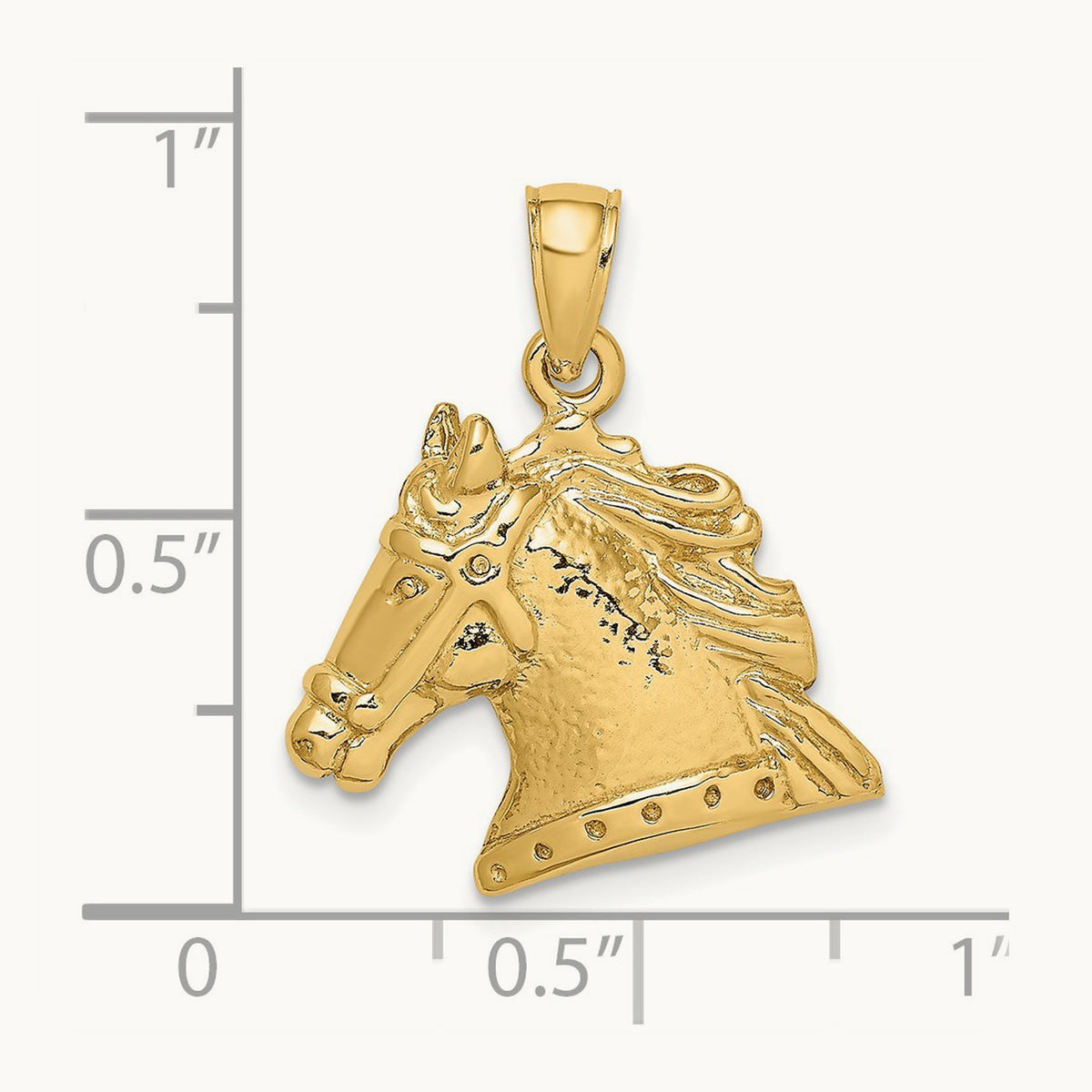 Textured Horse Head Charm, 14K