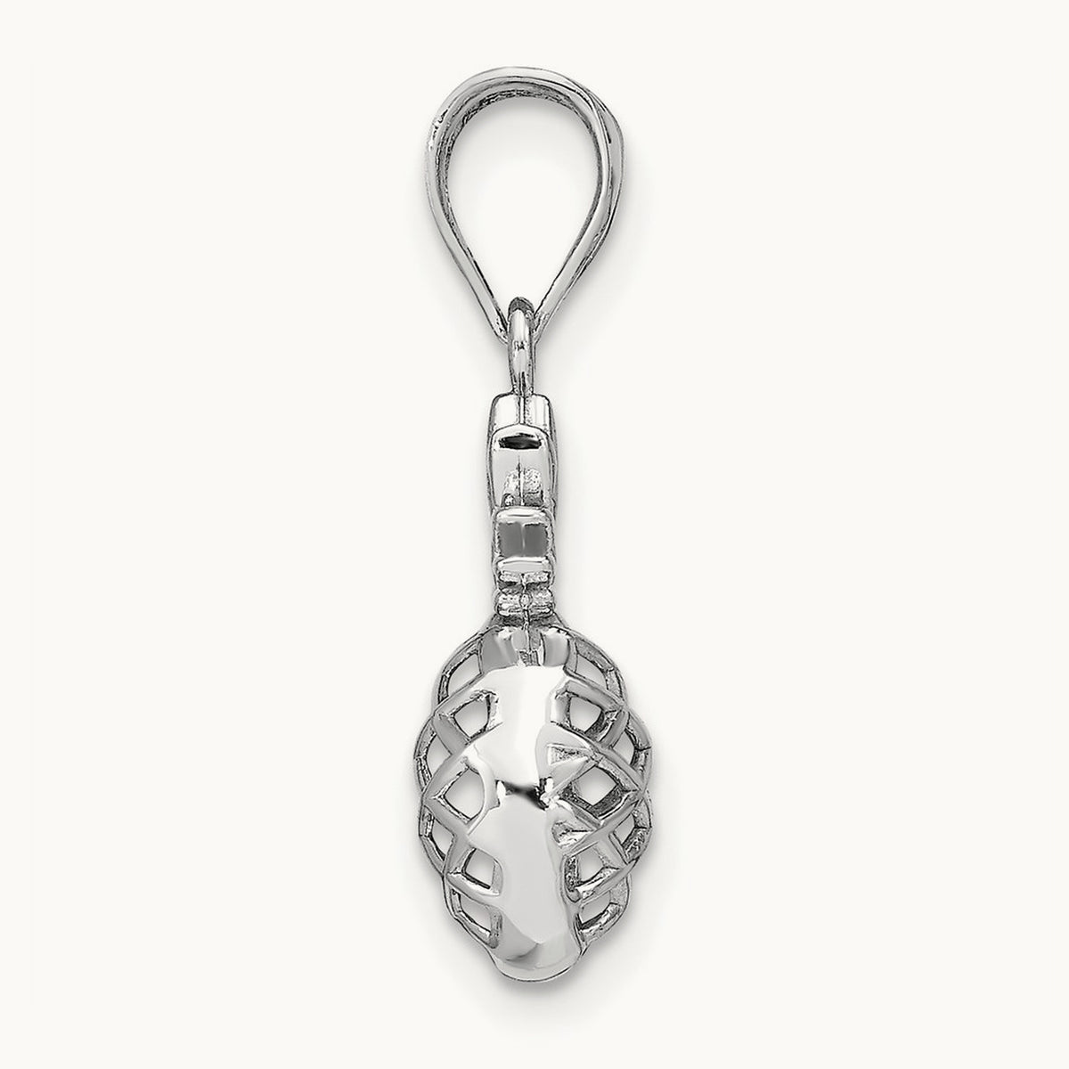 Polished 3D Pineapple Pendant — 14K White Gold