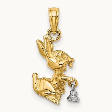 Moveable 3-D Bunny Rabbit Charm, 14K Two-tone