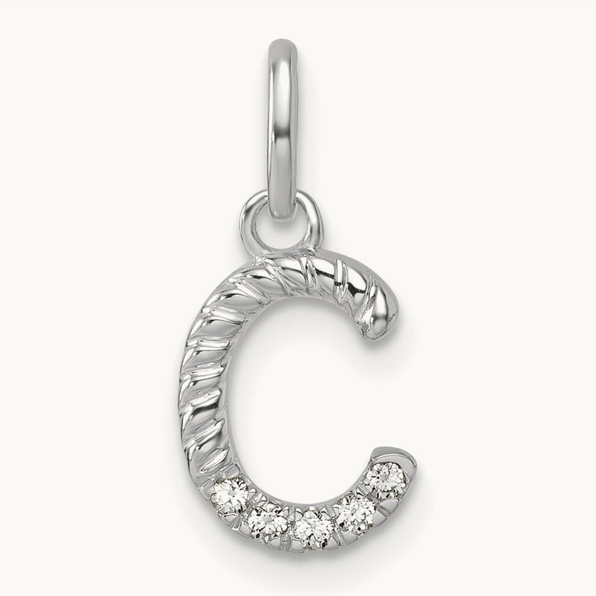 Twisted with Diamond Charm — 14K White Gold, C