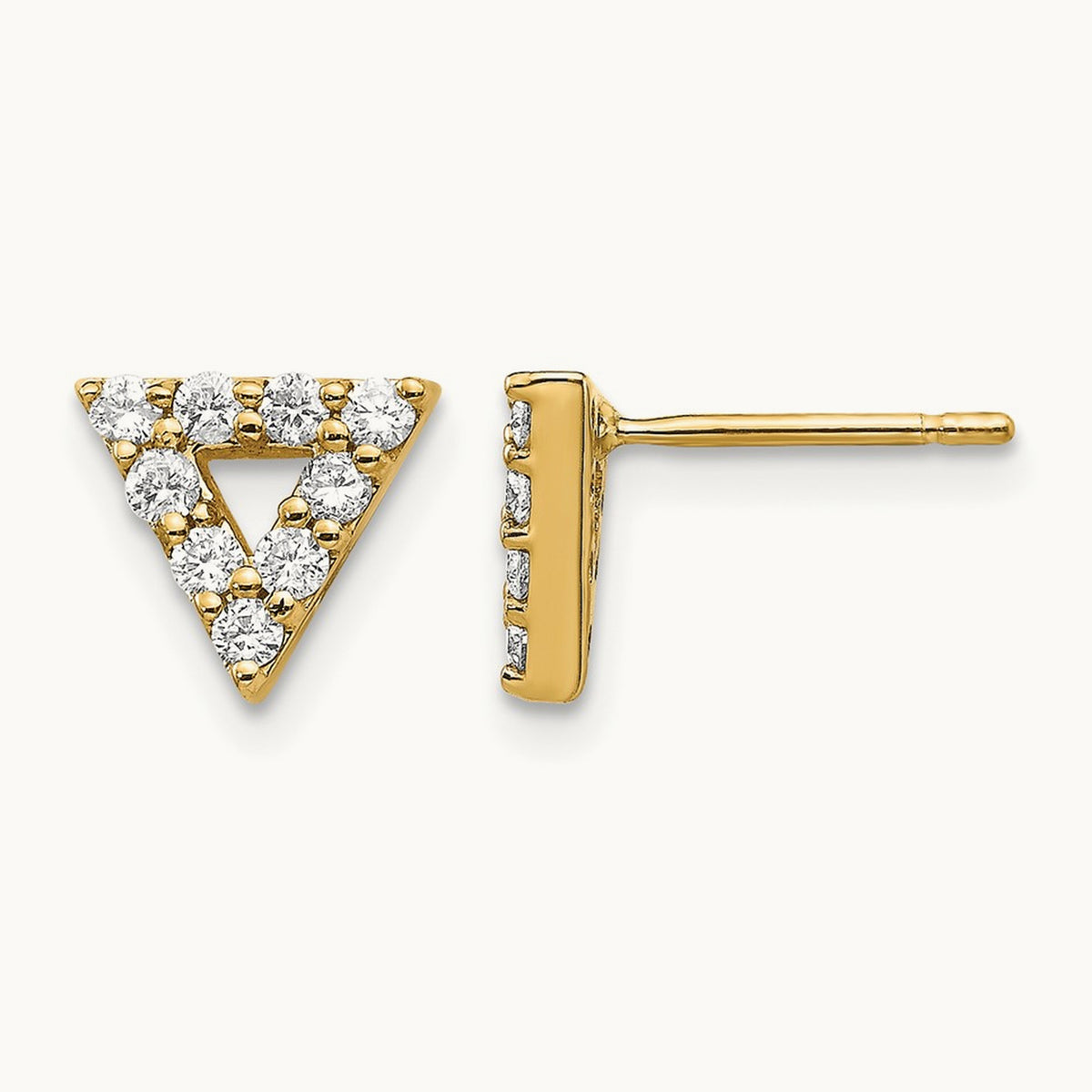 Diamond Triangle Open Earrings, 14K