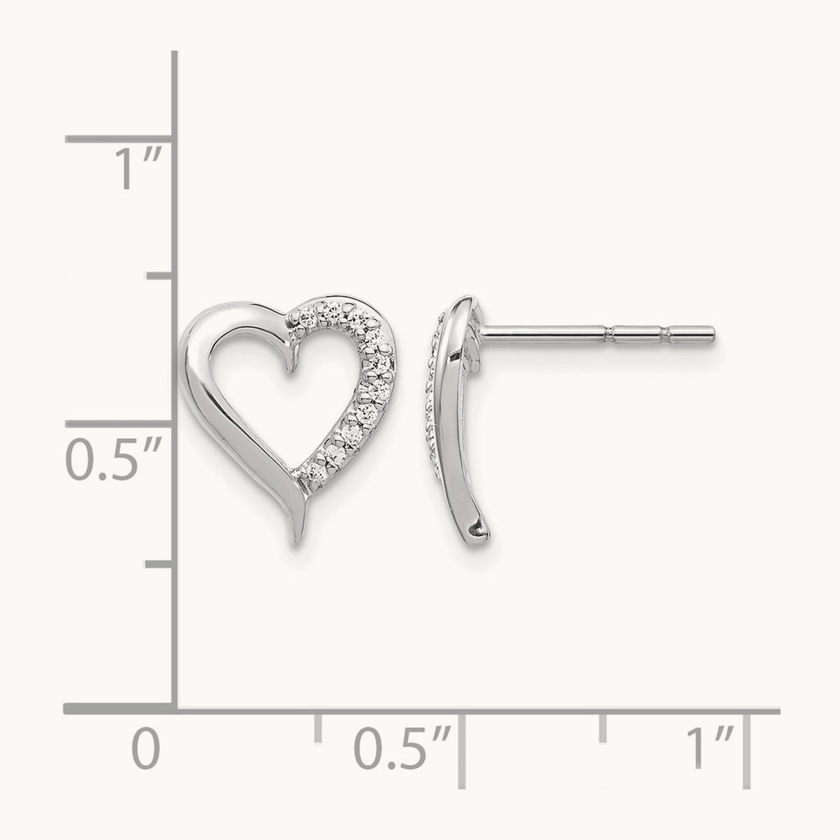 Heart Post Earrings, 0.10 ct tw Lab-Grown Diamond — 14K White Gold