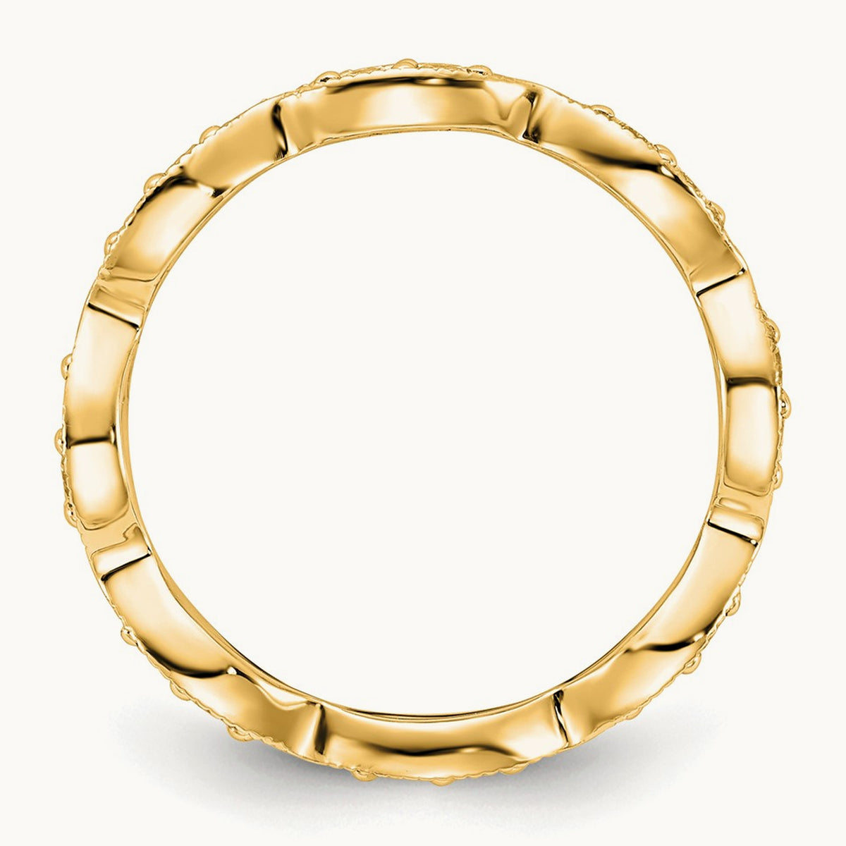 Polished Vintage Pave Diamond Eternity Band, 14K