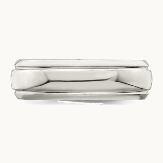 Sterling Silver 6mm Polished Domed with Grooved Beveled Edge Fancy Band