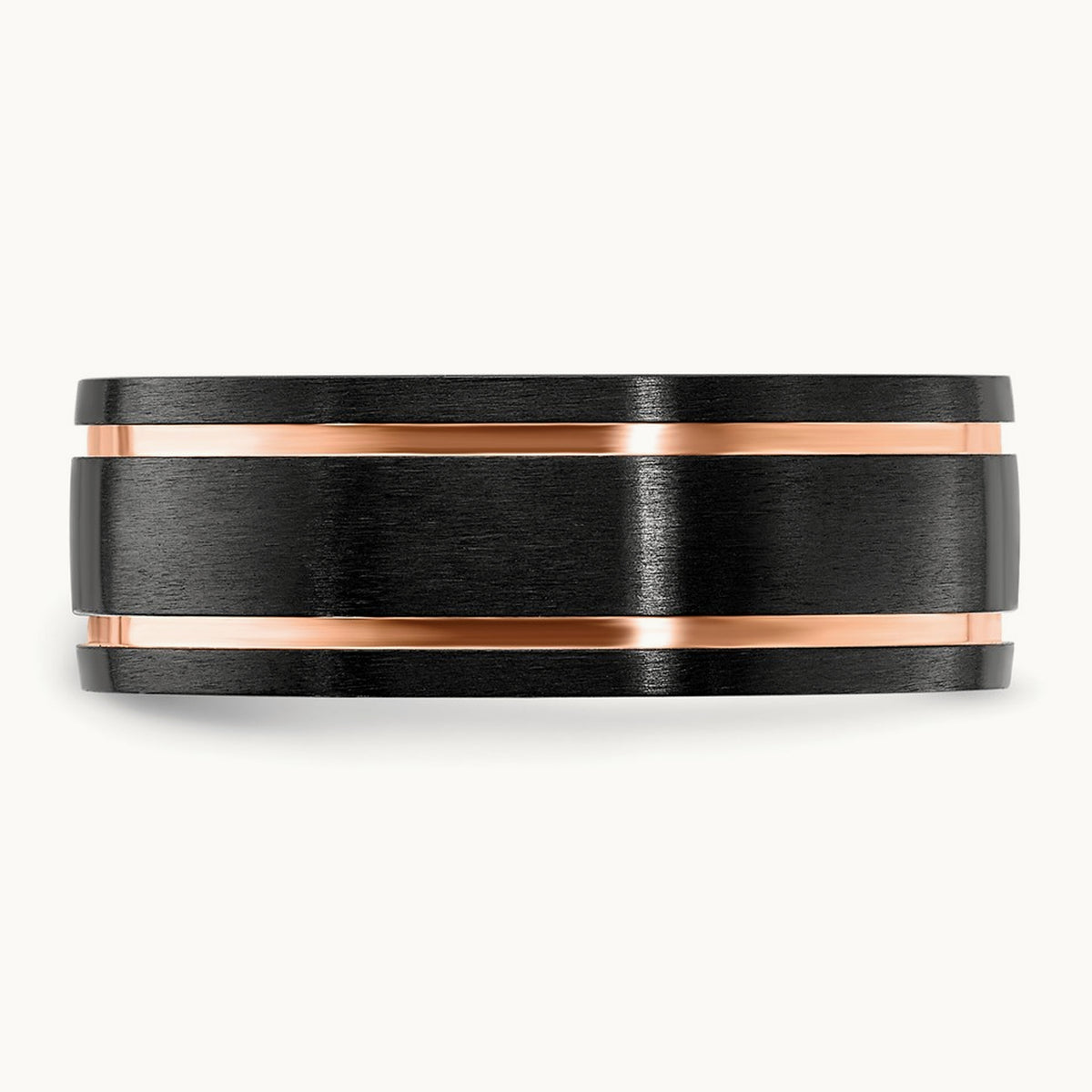 Black Zirconium Brushed & Polished Rose IP-plated Band, 8mm