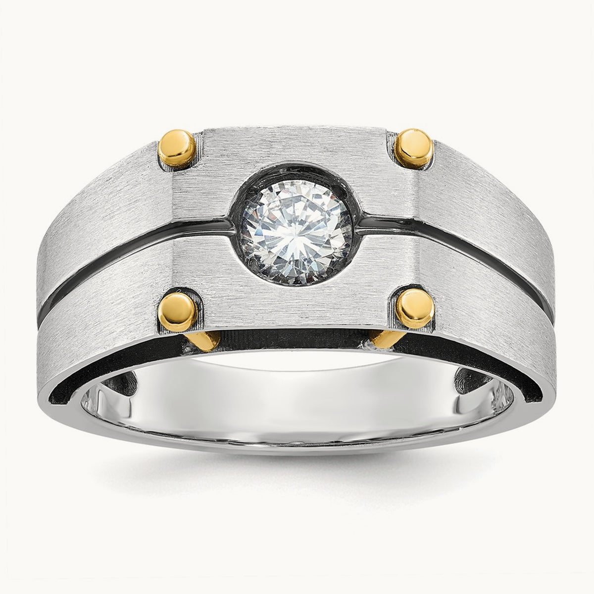 With Blk RH Men's Ring, 0.50 ct tw Lab-Grown Diamond