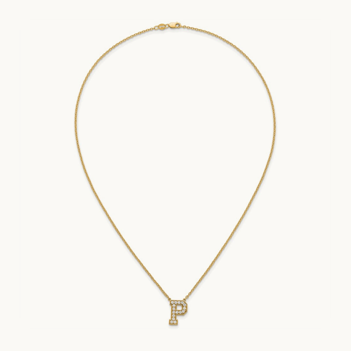 Initial Necklace — 14K Yellow Gold, P, 3/8 ct