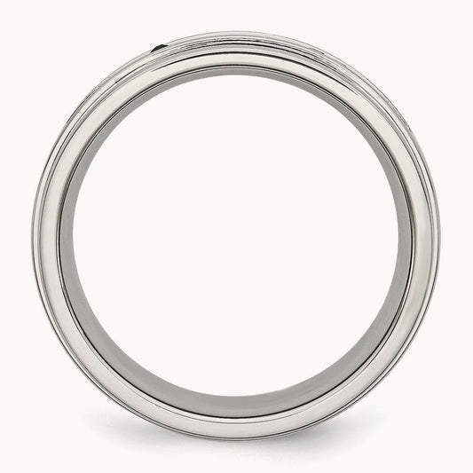 Polished Black Diamond Flat Band — 10
