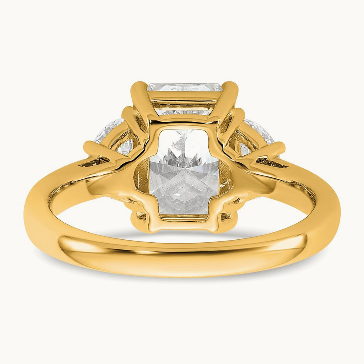 Radiant & 1/2 Moon Engagement Ring, 1.25-4.00 ct tw Lab-Grown Diamond — 3 1/8 ct, 14K Yellow Gold