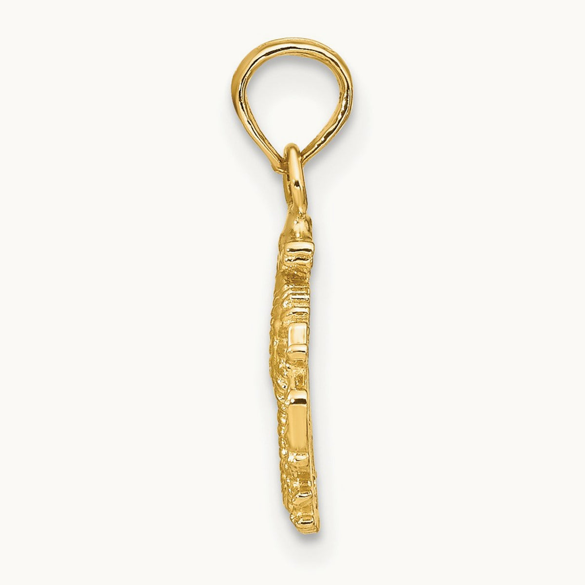 Textured Mini Seahorse and Coral Charm, 14K