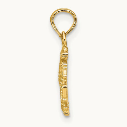 Textured Mini Seahorse and Coral Charm, 14K