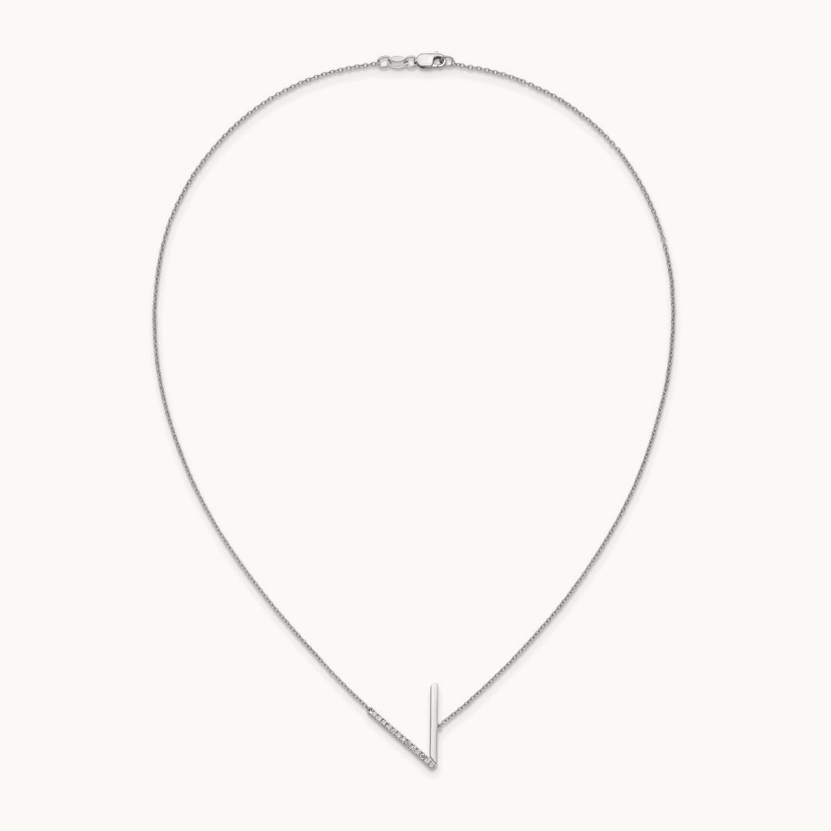 Sideways Diamond Necklace — 14K White Gold, V