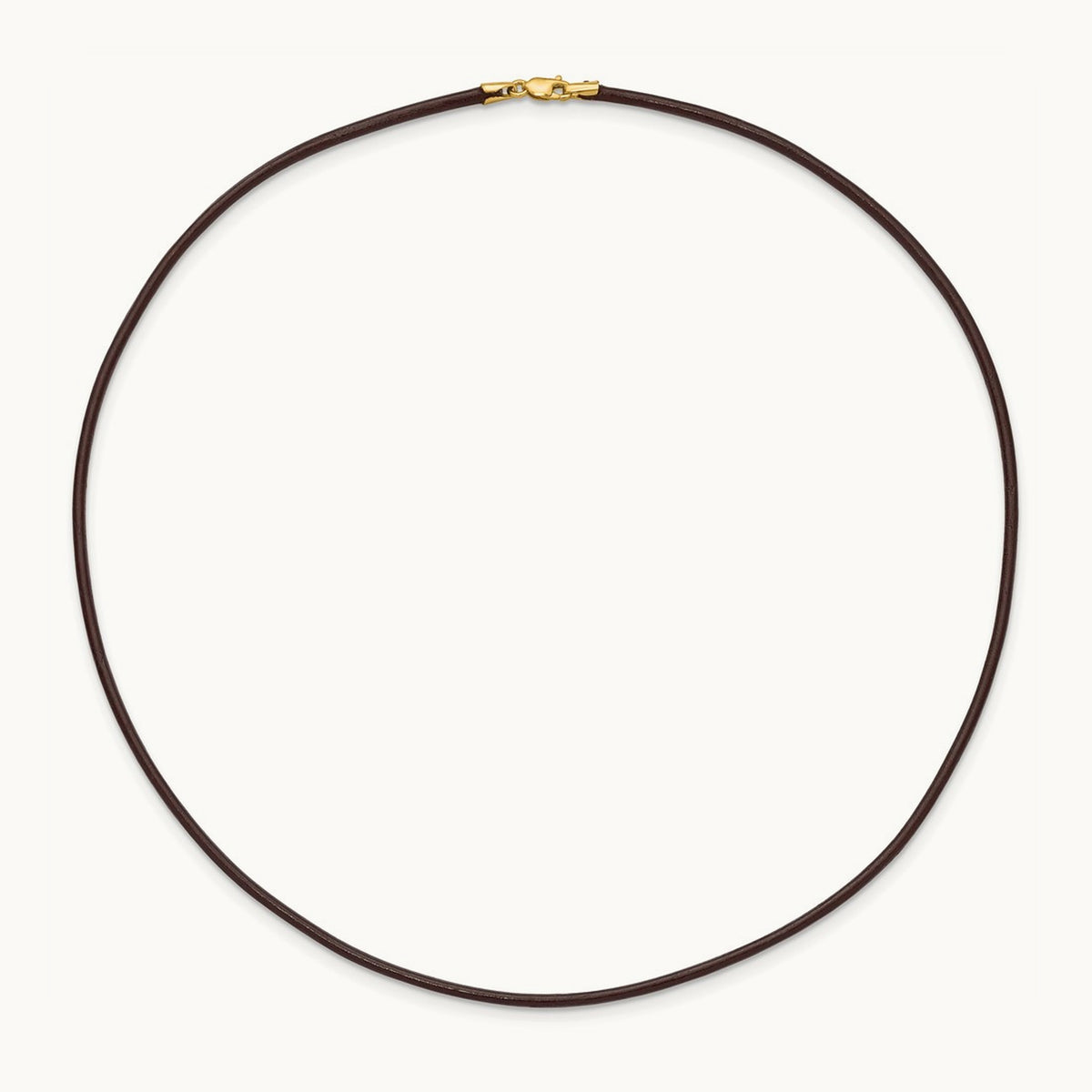 16in Brown Leather Cord Necklace, 2mm, 14K