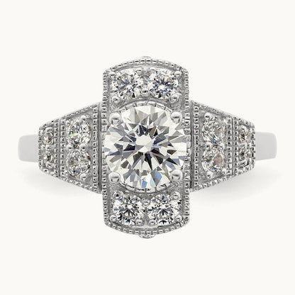 Art Deco .65ct Round Ctr Dia Semi-mount Engagement Ring, 14K White Gold