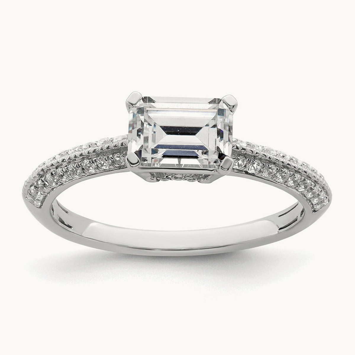 East West Emerald Semi-Mount Engagement Ring, 1.00 ct tw