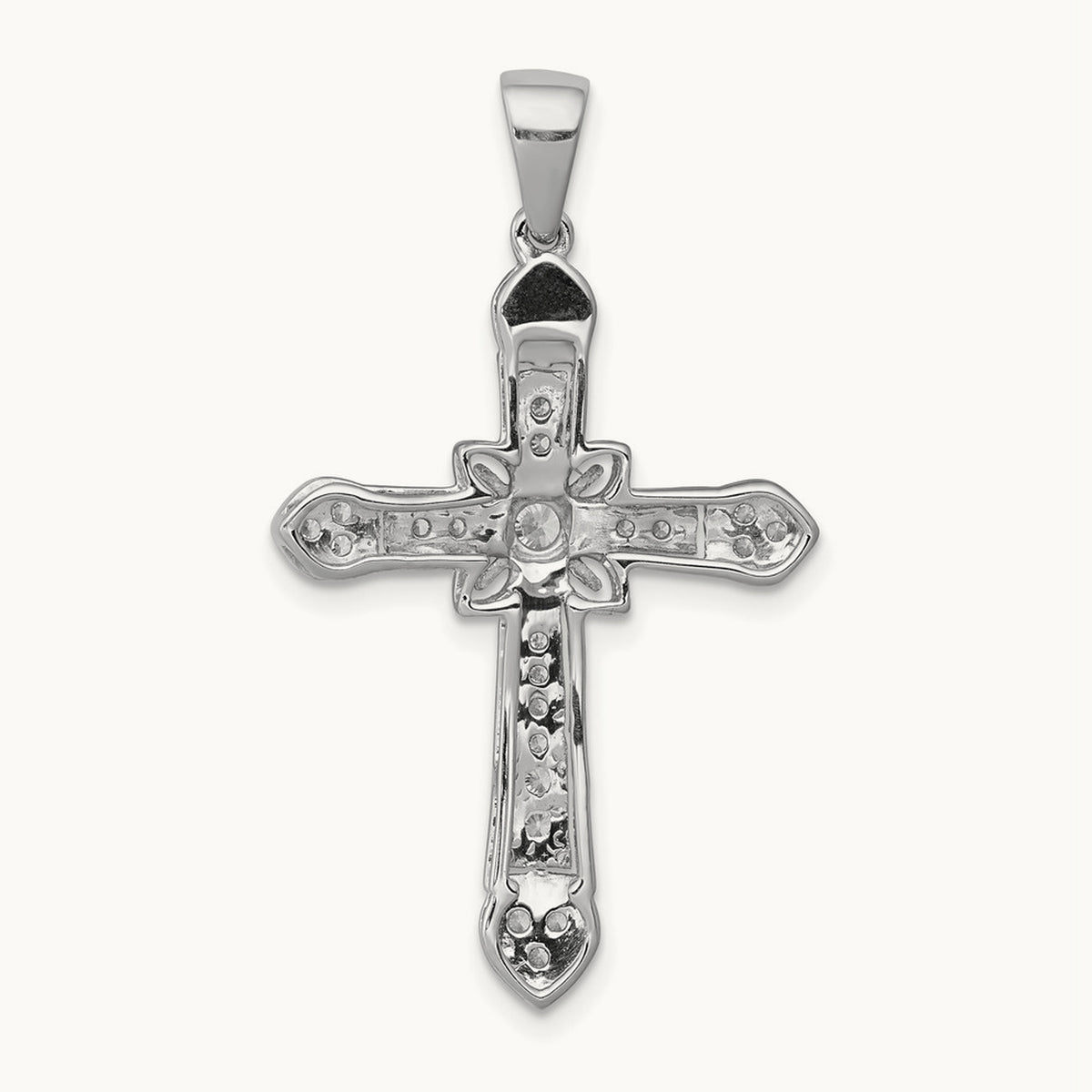 1/6ct. Diamond Filigree Cross Pendant — 14K White Gold, 34mm