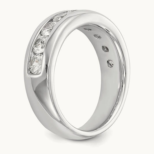 9-Stone Diamond Channel Band, 14K White Gold