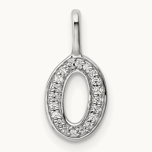 Diamond Letter O Initial Pendant, 14K White Gold