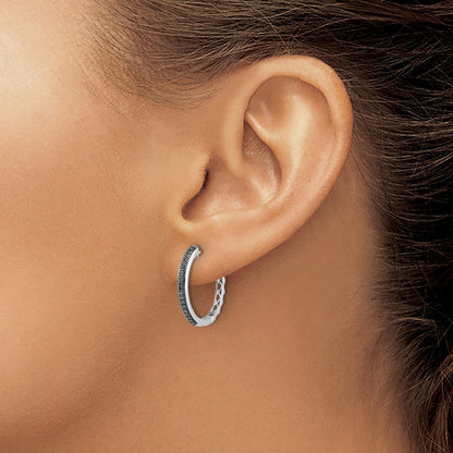 Black Diamond Hinged Hoop Earrings — photo set