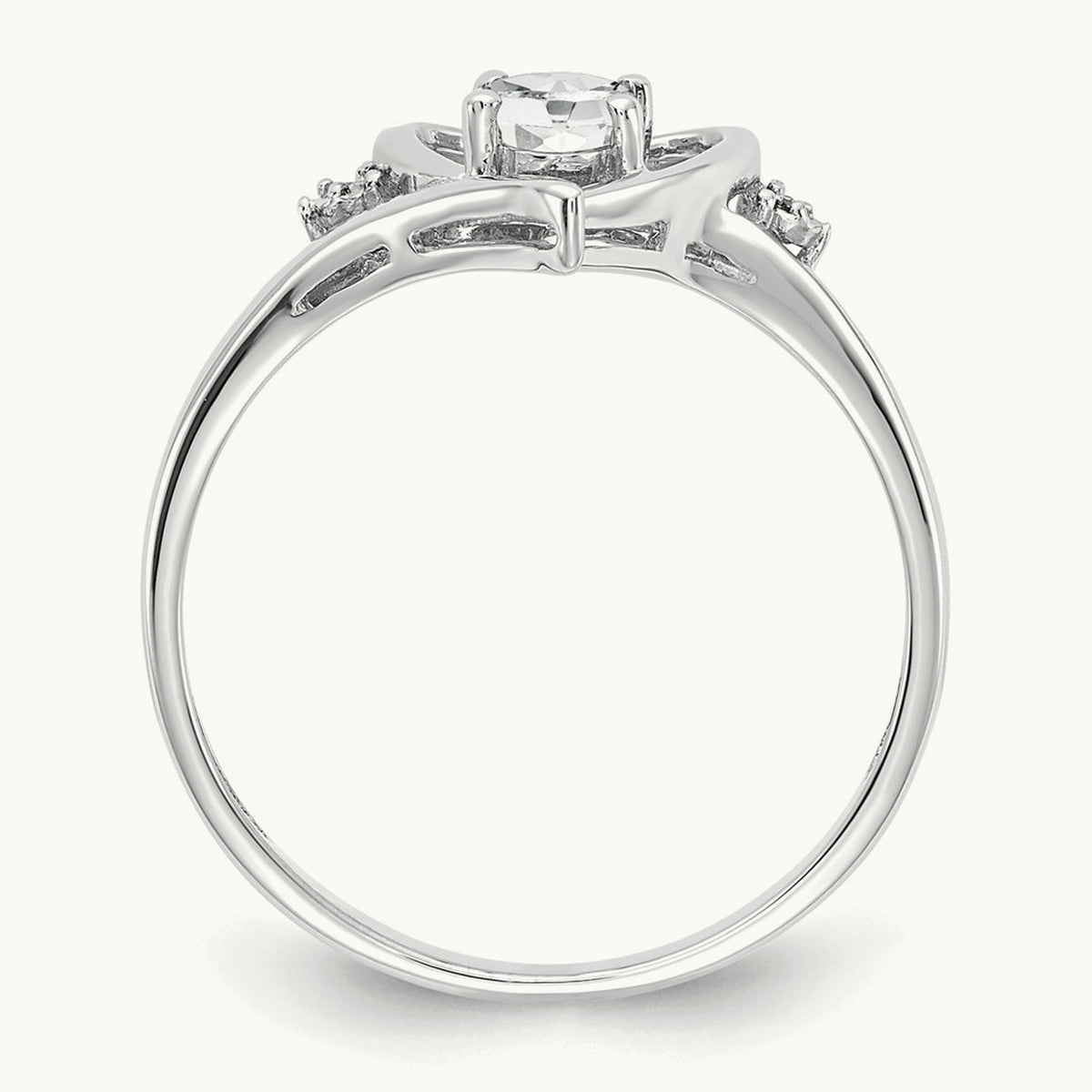 Topaz and Diamond Heart Ring — 14K White Gold, 7