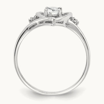 Topaz and Diamond Heart Ring — 14K White Gold, 7