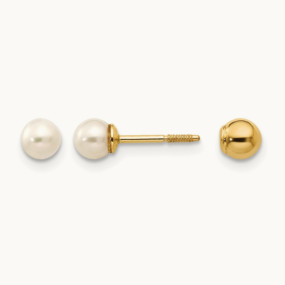 Madi K Reversible 3.75- FW Cultured Pearl & Gold Bead Earrings, 4mm, 14K