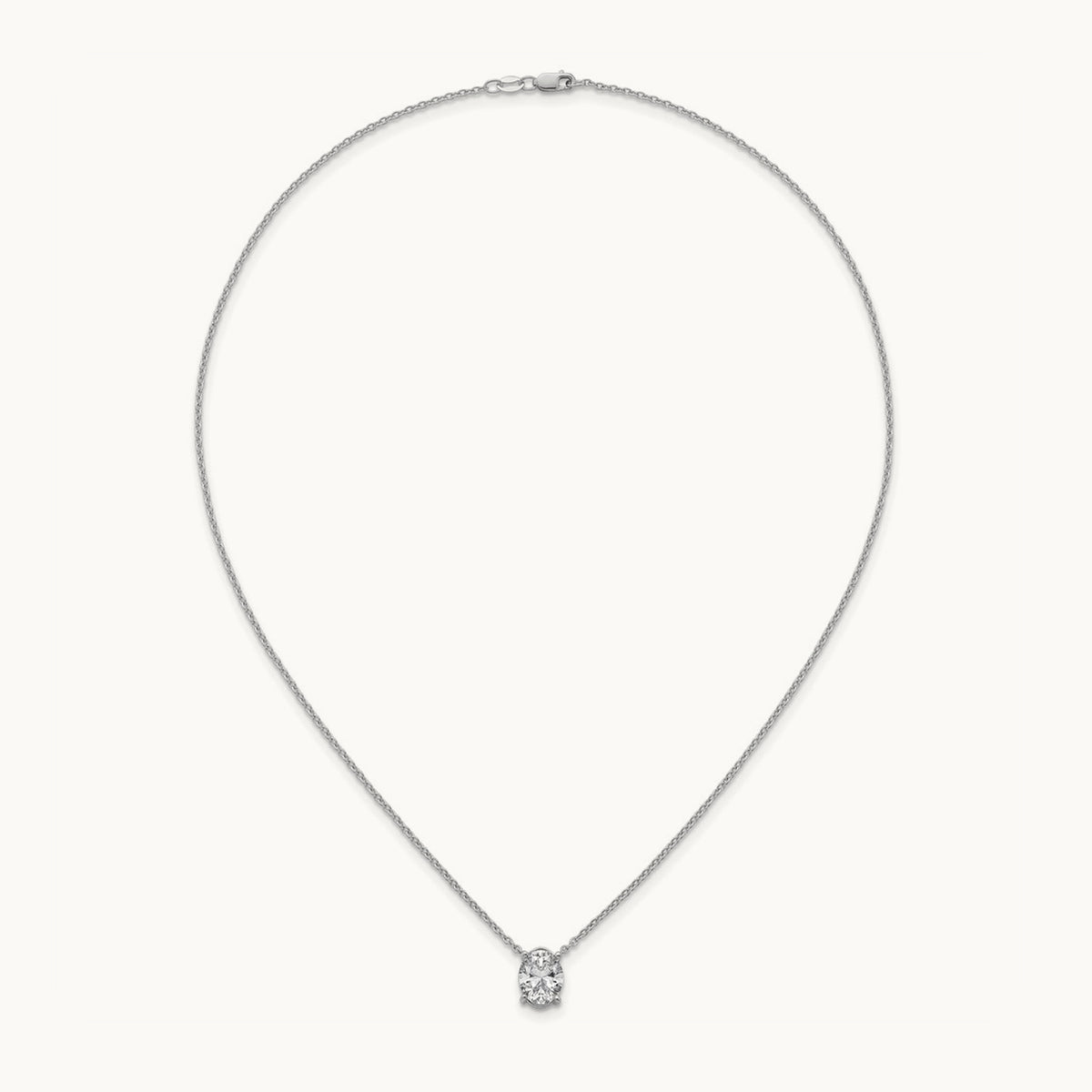 Oval Pendant Necklace, 0.25-4.00 ct tw Lab-Grown Diamond — 3 ct, 14K White Gold
