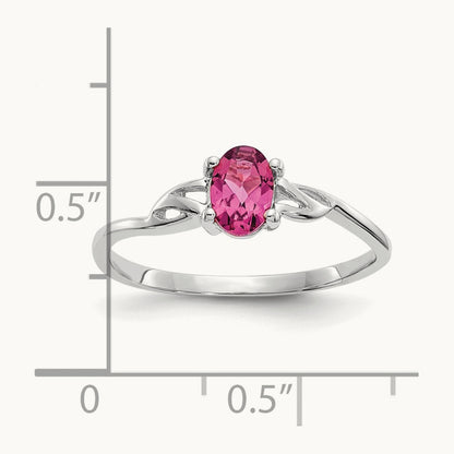 Pink Tourmaline Birthstone Ring, 14K White Gold