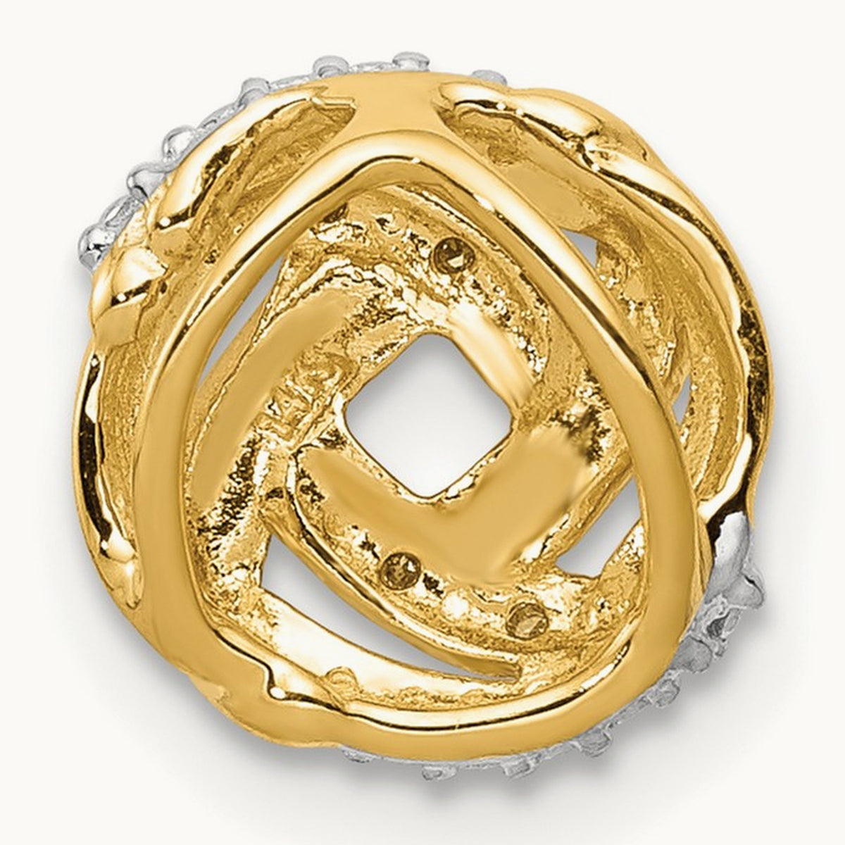 .02ct. Diamond w/Rhodium Accents Round Chain Slide, 14K