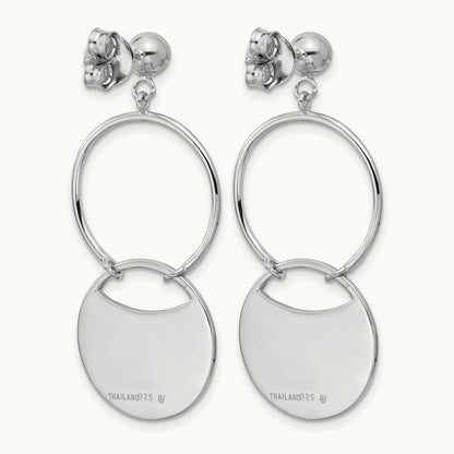 SS RH-plated Polished/Brushed Circles Dangle Post Earrings — Leslie's