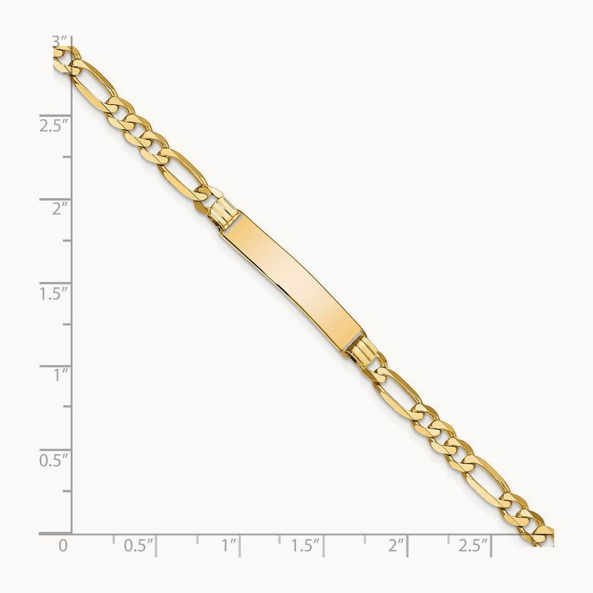 Flat Figaro Link ID Bracelet, 14K