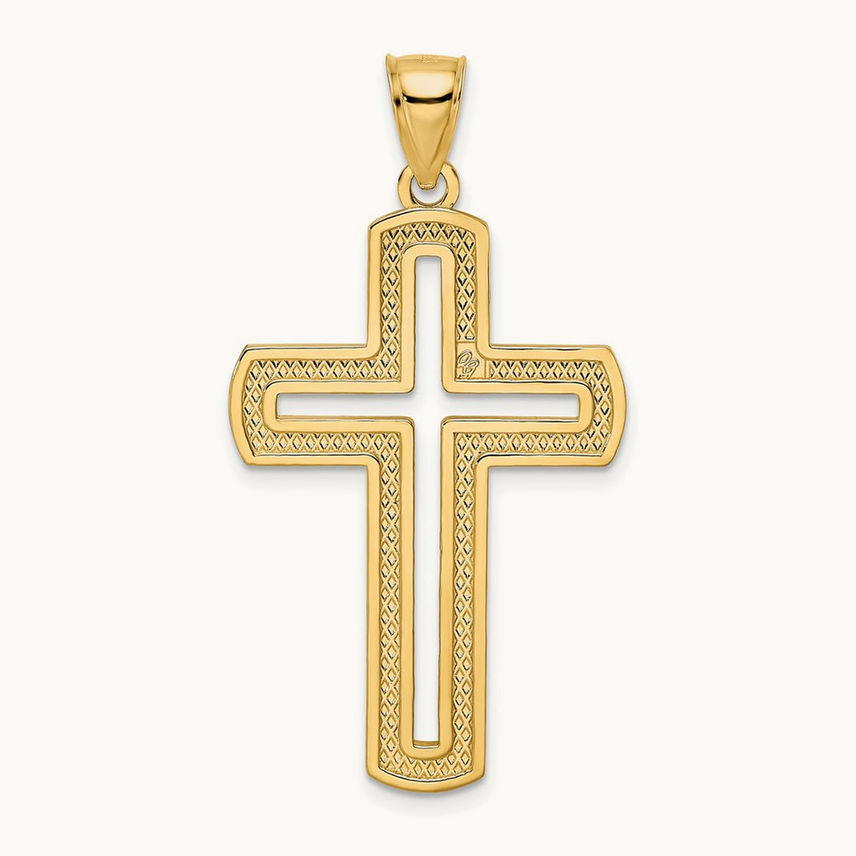 Beaded & Polished Cross Pendant — 44.33mm